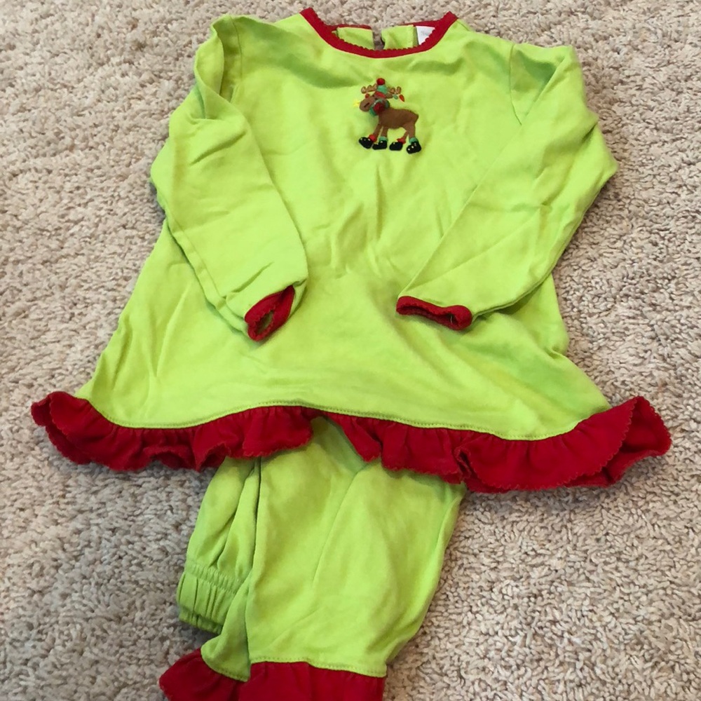Green and red reindeer outfit